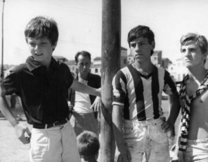 Scene from the movie " Augustine " - Directed by Mauro Bolognini - 1962 - Actor Paul Colombo with other children