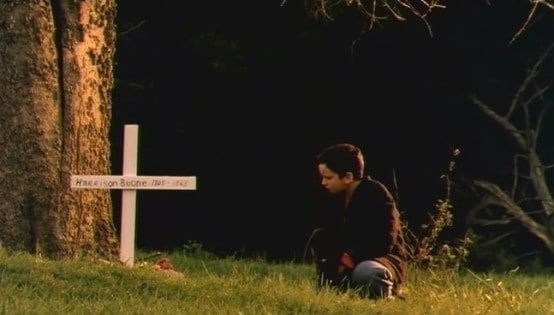 Johnny Boone at his father`s grave