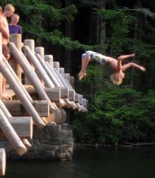 Johnny Hammer jumping off a bridge