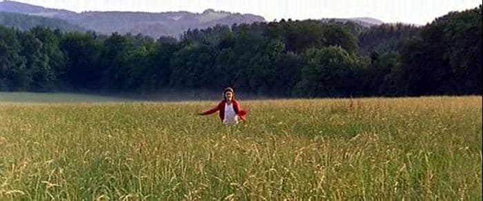 Swing (Lou Rech) running through the French countryside 