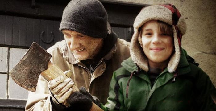 Ed Oxenbould and Peter McRobbie as Granfather and Grandson in The Visit