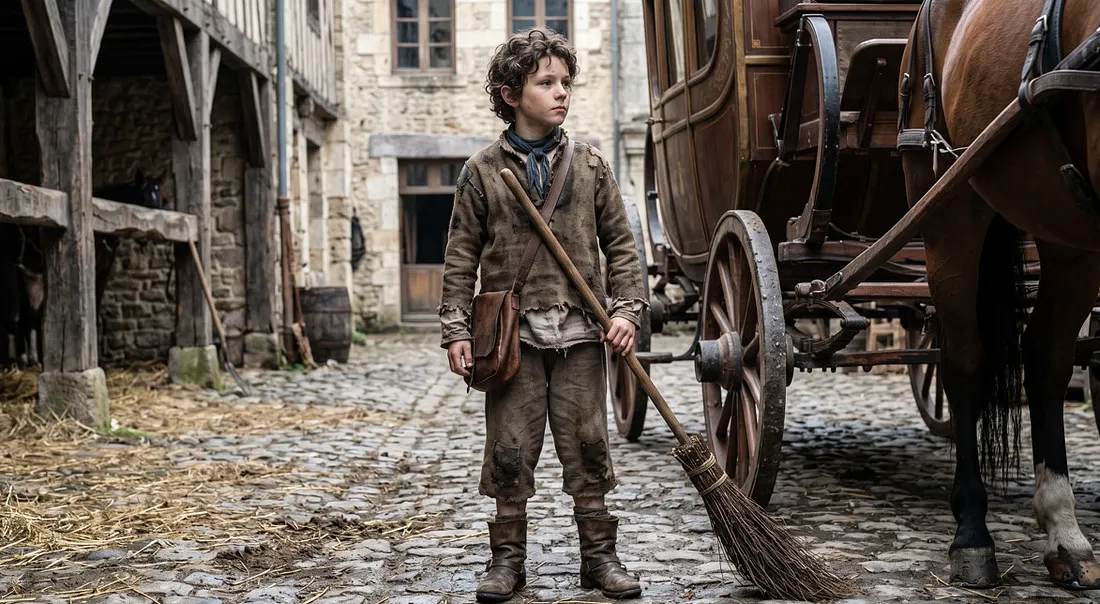 Le Gamin (The Urchin) — Étienne with his broom beside the carriage